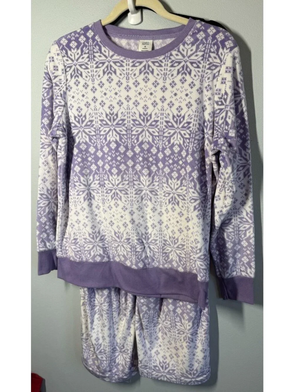 Croft‎ & Barrow Snowflake Fleece Pajama Set Medium Purple/White Soft Cozy Lounge